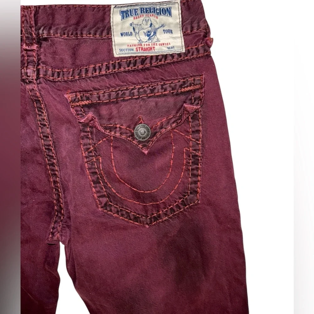 True Religion CYJ Hammer Down Straight w/ flap Super T Burgundy Jeans